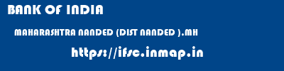 BANK OF INDIA  MAHARASHTRA NANDED (DIST NANDED ),MH    ifsc code